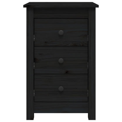 Comodini 2 pz Nera 40x35x61,5 cm in Legno Massello di Pino
