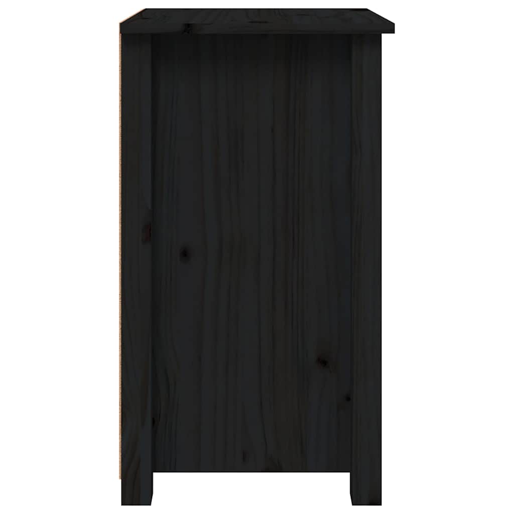 Comodini 2 pz Nera 40x35x61,5 cm in Legno Massello di Pino