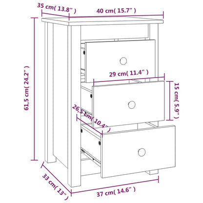 Comodini 2 pz Nera 40x35x61,5 cm in Legno Massello di Pino