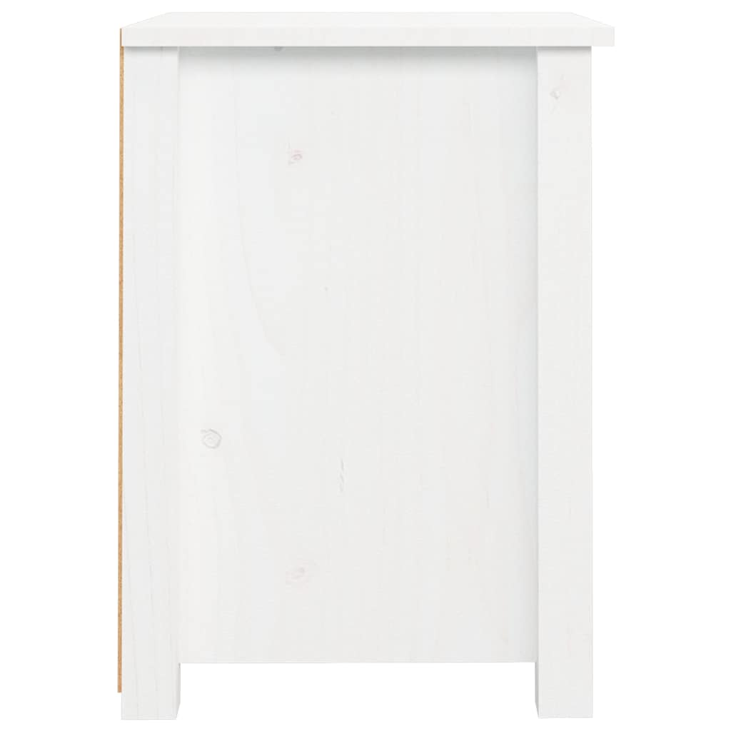 Comodino Bianco 40x35x49 cm in Legno Massello di Pino