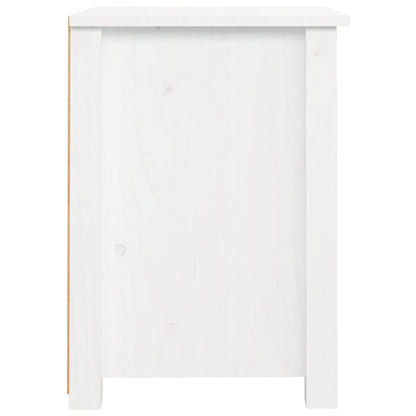 Comodino Bianco 40x35x49 cm in Legno Massello di Pino