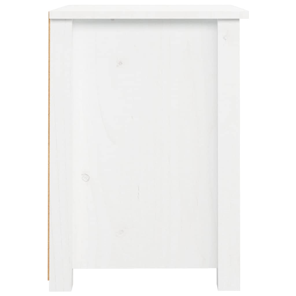 Comodino Bianco 40x35x49 cm in Legno Massello di Pino