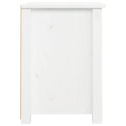 Comodino Bianco 40x35x49 cm in Legno Massello di Pino