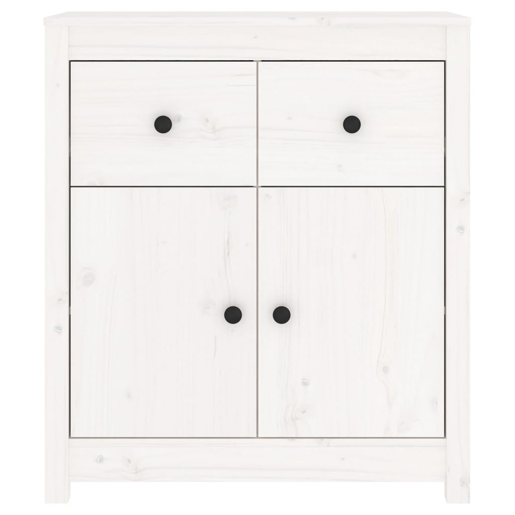 Credenza Bianca 70x35x80 cm in Legno Massello di Pino - homemem39