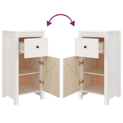 Credenze 2 pz Bianche 40x35x80 cm in Legno Massello di Pino - homemem39