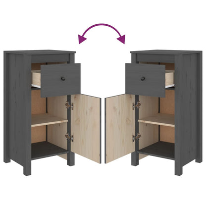 Credenze 2 pz Grigie 40x35x80 cm in Legno Massello di Pino - homemem39