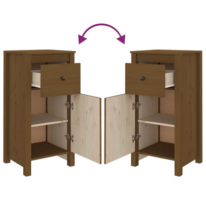 Credenze 2 pz Ambrate 40x35x80 cm in Legno Massello di Pino - homemem39