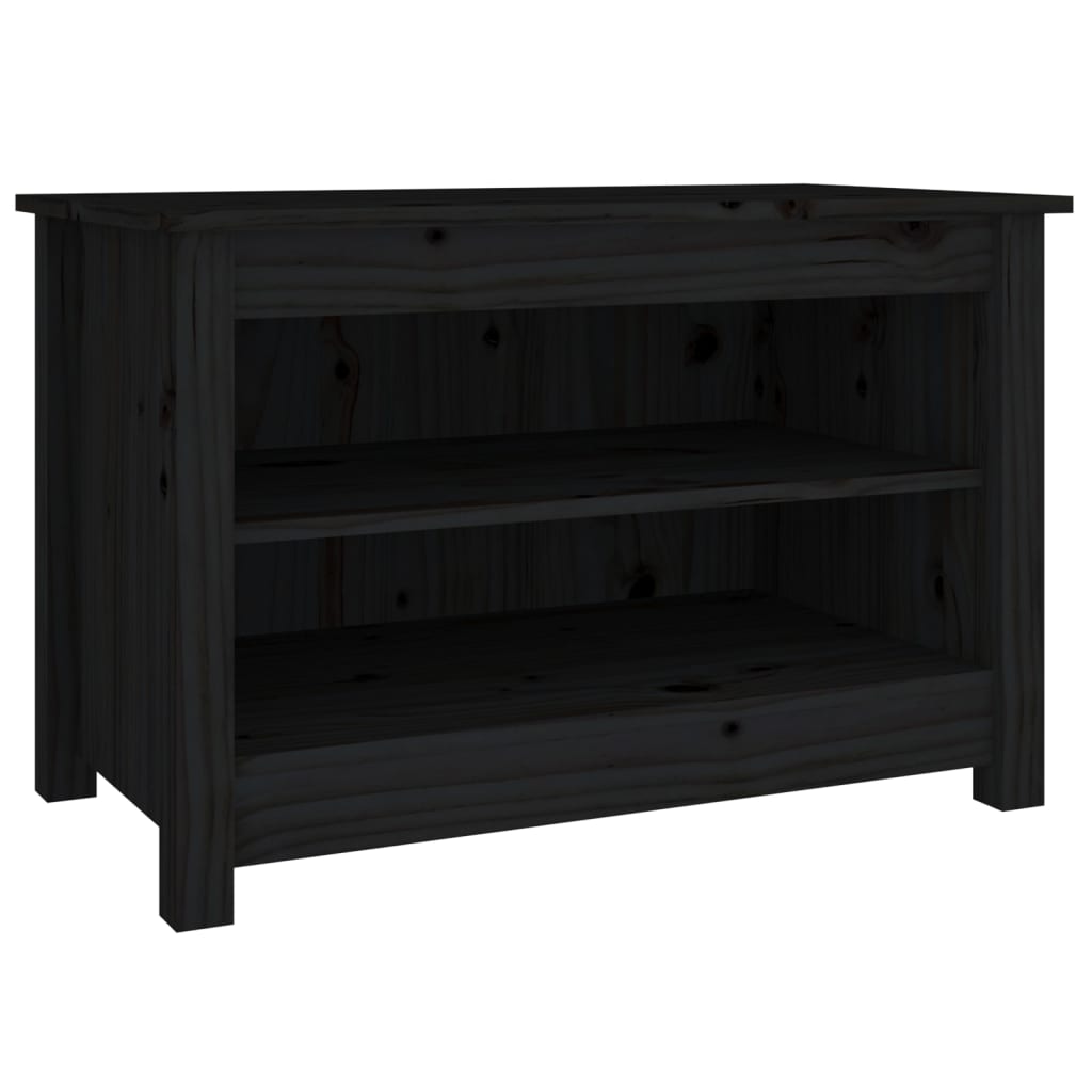 Scarpiera Nera 70x38x45,5 cm in Legno Massello di Pino - homemem39