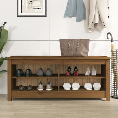 Scarpiera Ambrata 110x38x45,5 cm in Legno Massello di Pino - homemem39