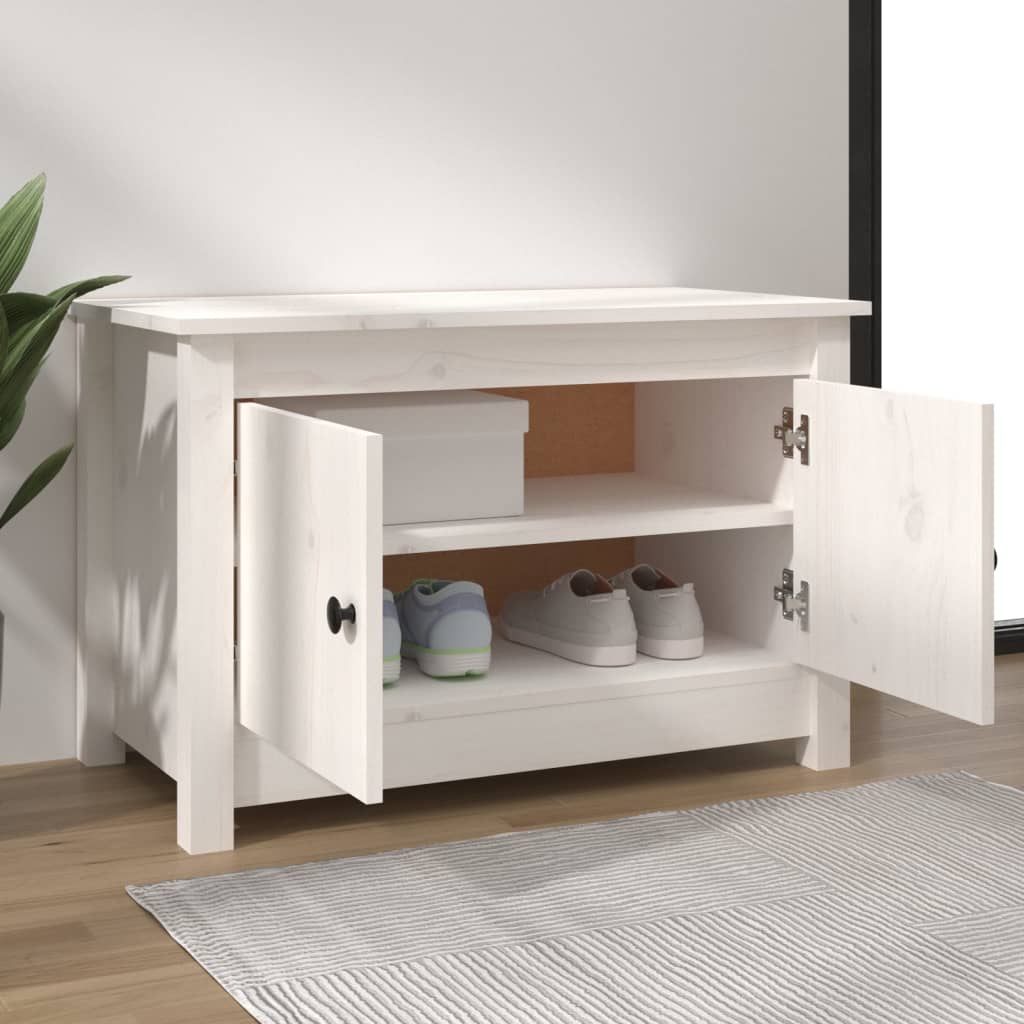 Scarpiera Bianca 70x38x45,5 cm in Legno Massello di Pino - homemem39