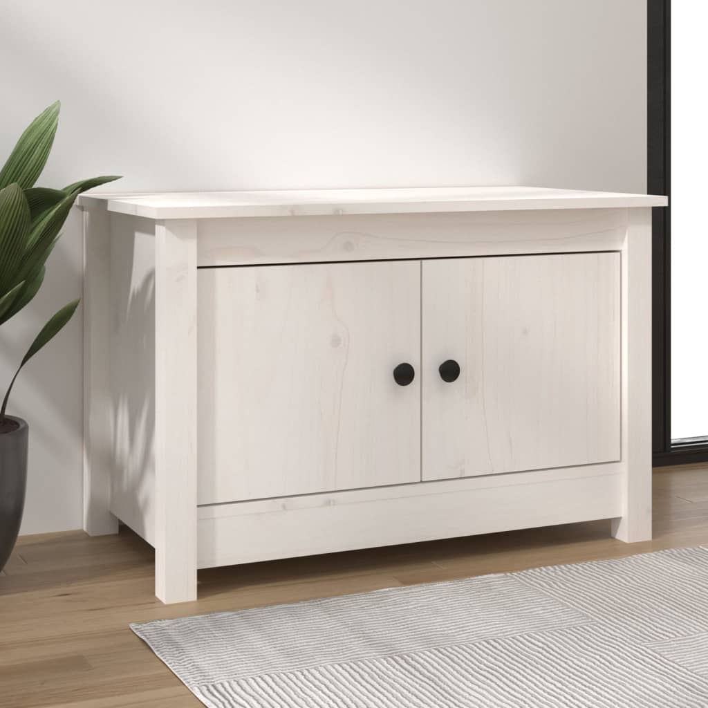 Scarpiera Bianca 70x38x45,5 cm in Legno Massello di Pino - homemem39