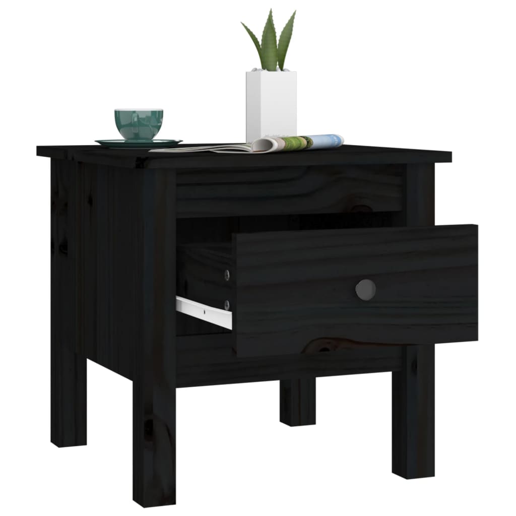 Tavolino Nero 40x40x39 cm Legno Massello di Pino - homemem39