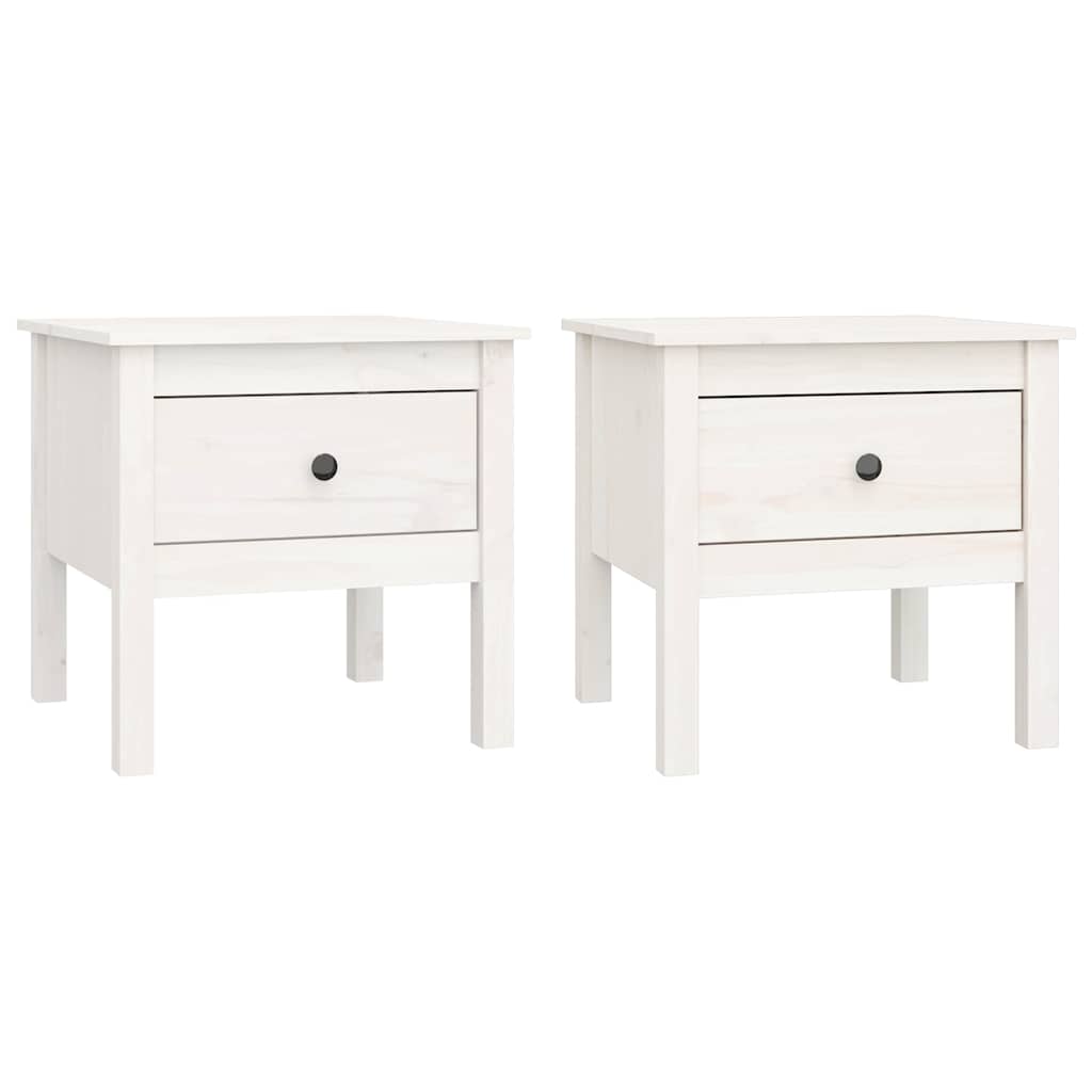 Tavolini 2 pz Bianchi 50x50x49 cm Legno Massello di Pino