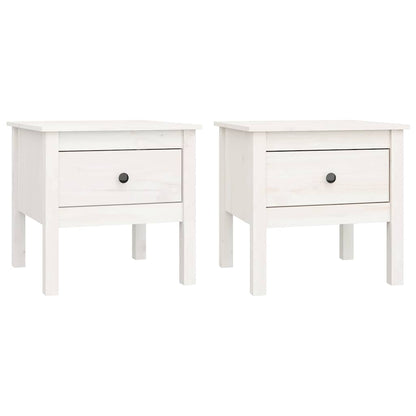 Tavolini 2 pz Bianchi 50x50x49 cm Legno Massello di Pino
