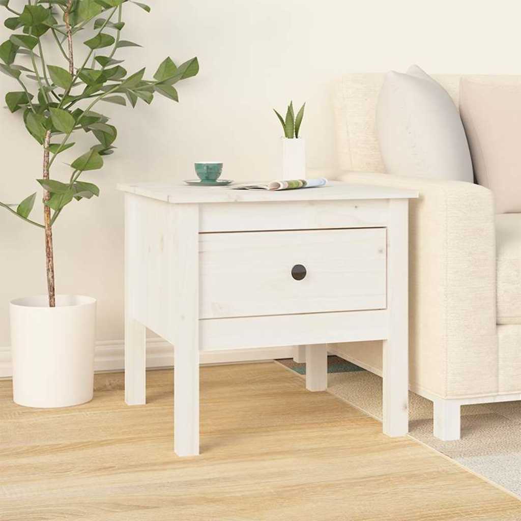 Tavolini 2 pz Bianchi 50x50x49 cm Legno Massello di Pino