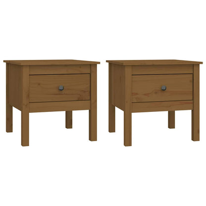Tavolini 2 pz Marrone Ambrato 50x50x49cm Legno Massello di Pino