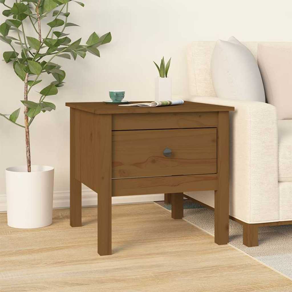 Tavolini 2 pz Marrone Ambrato 50x50x49cm Legno Massello di Pino