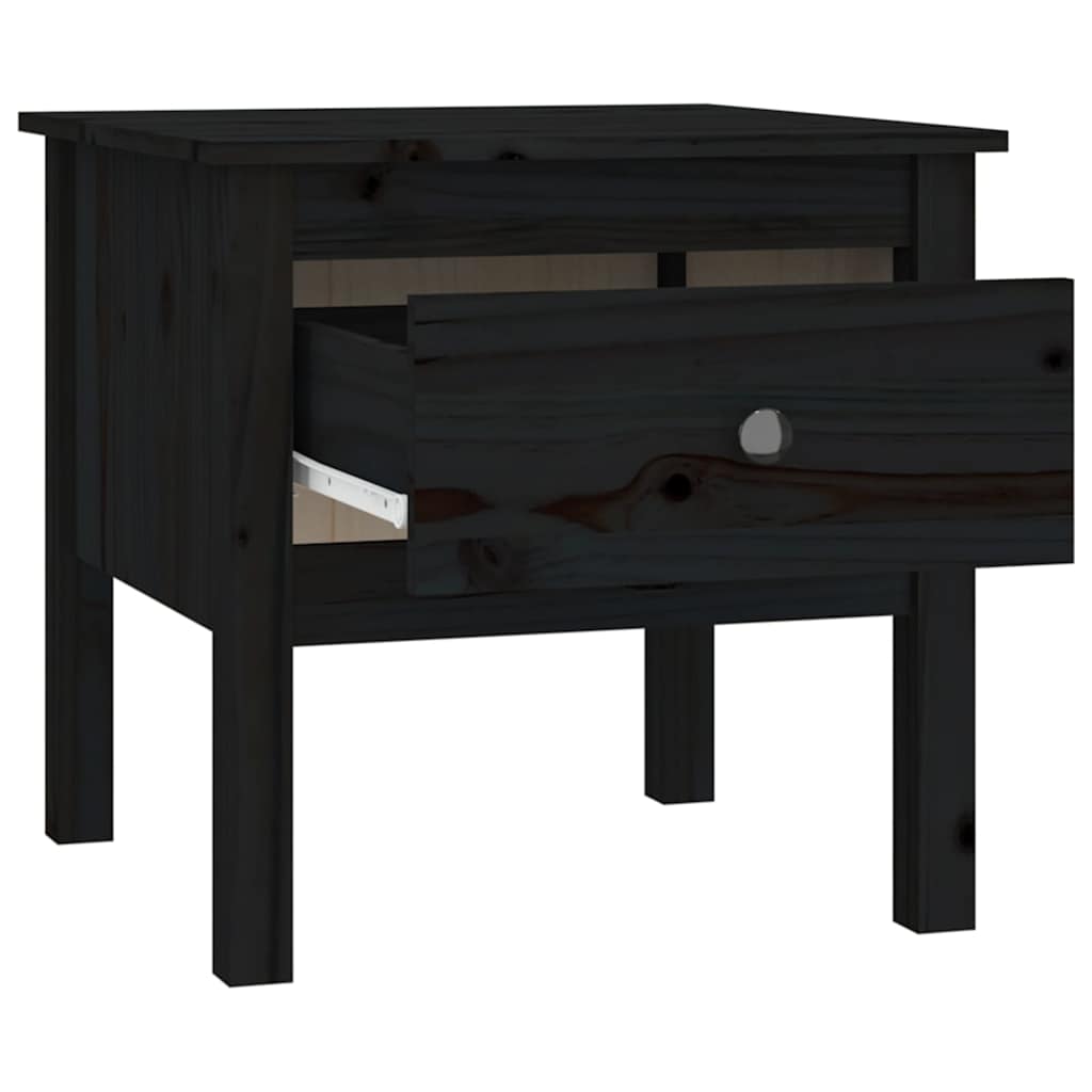 Tavolini 2 pz Neri 50x50x49 cm in Legno Massello di Pino