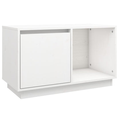 Mobile Porta TV Bianco 74x35x44 cm in Legno Massello di Pino