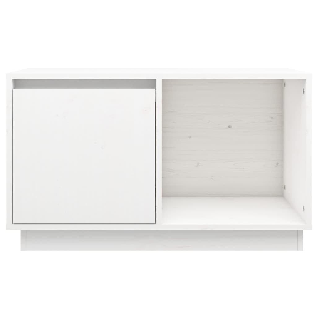 Mobile Porta TV Bianco 74x35x44 cm in Legno Massello di Pino