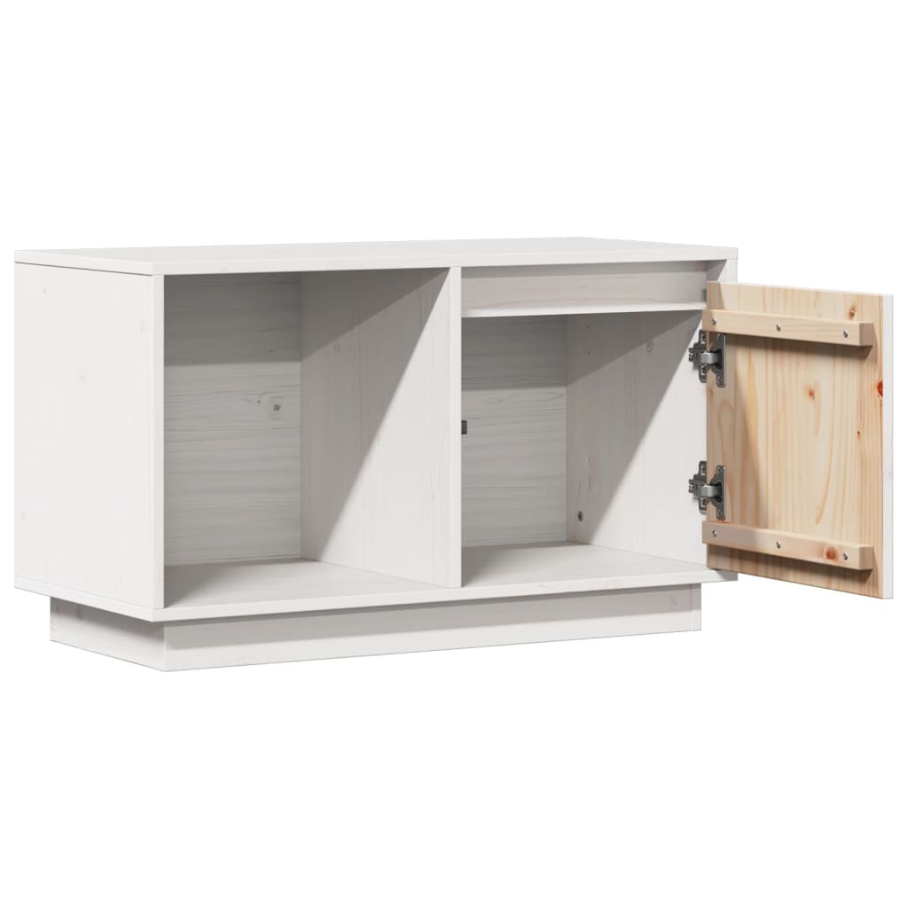 Mobile Porta TV Bianco 74x35x44 cm in Legno Massello di Pino - homemem39