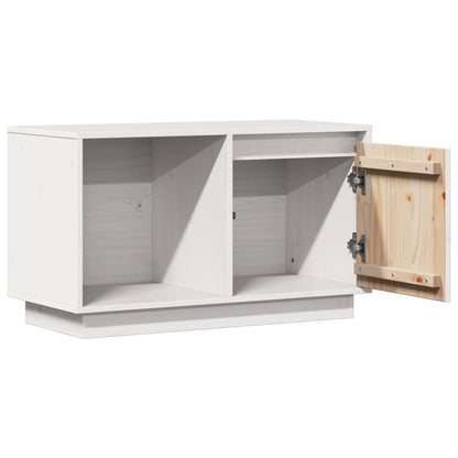 Mobile Porta TV Bianco 74x35x44 cm in Legno Massello di Pino - homemem39