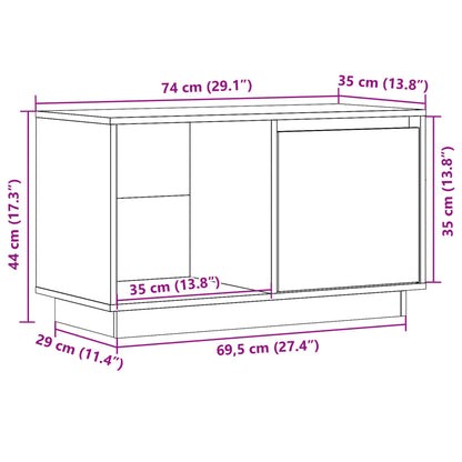 Mobile Porta TV Grigio 74x35x44 cm in Legno Massello di Pino