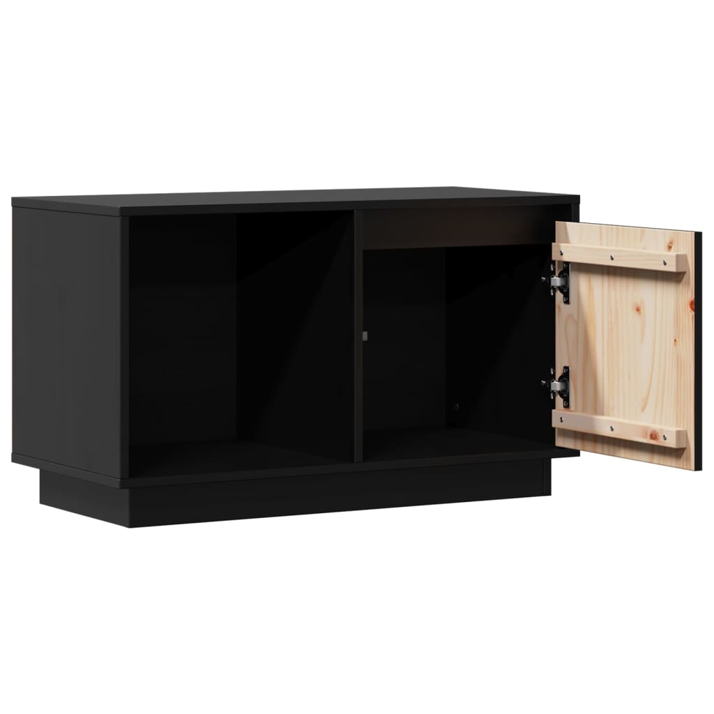 Mobile Porta TV Nero 74x35x44 cm in Legno Massello di Pino - homemem39
