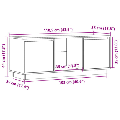 Mobile Porta TV 110,5x35x44 cm in Legno Massello di Pino