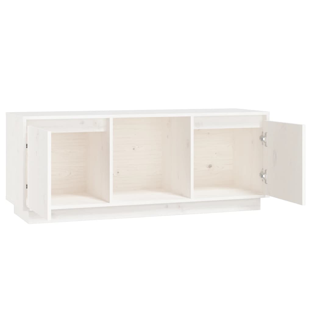 Mobile Porta TV Bianco 110,5x35x44 cm in Legno Massello di Pino