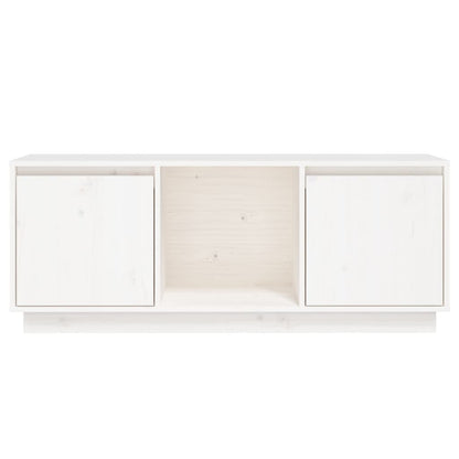 Mobile Porta TV Bianco 110,5x35x44 cm in Legno Massello di Pino