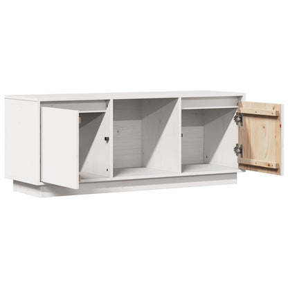 Mobile Porta TV Bianco 110,5x35x44 cm in Legno Massello di Pino - homemem39