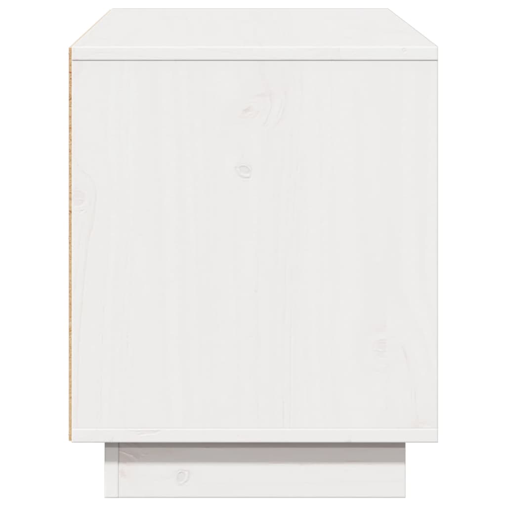 Mobile Porta TV Bianco 110,5x35x44 cm in Legno Massello di Pino