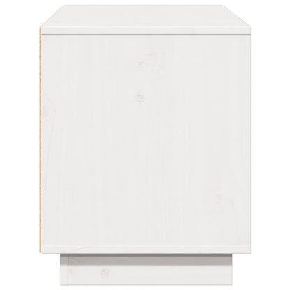 Mobile Porta TV Bianco 110,5x35x44 cm in Legno Massello di Pino