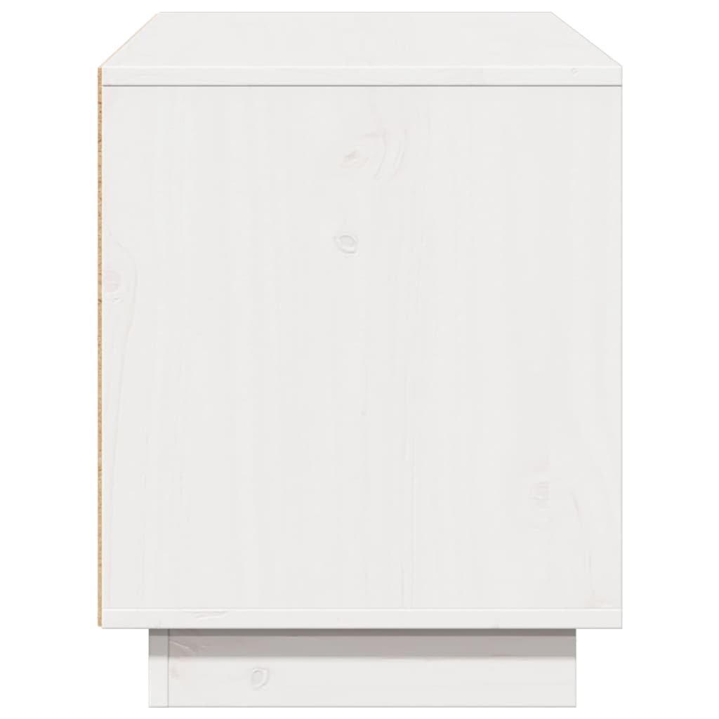 Mobile Porta TV Bianco 110,5x35x44 cm in Legno Massello di Pino - homemem39
