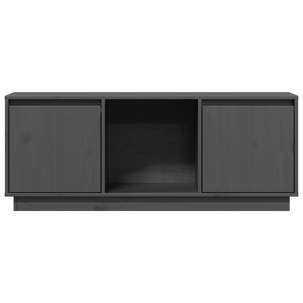 Mobile Porta TV Grigio 110,5x35x44 cm in Legno Massello di Pino