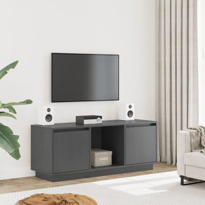 Mobile Porta TV Grigio 110,5x35x44 cm in Legno Massello di Pino