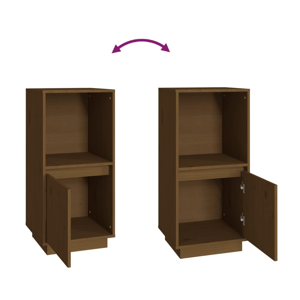 Credenza Marrone Ambrato 38x35x80 cm in Legno Massello di Pino - homemem39