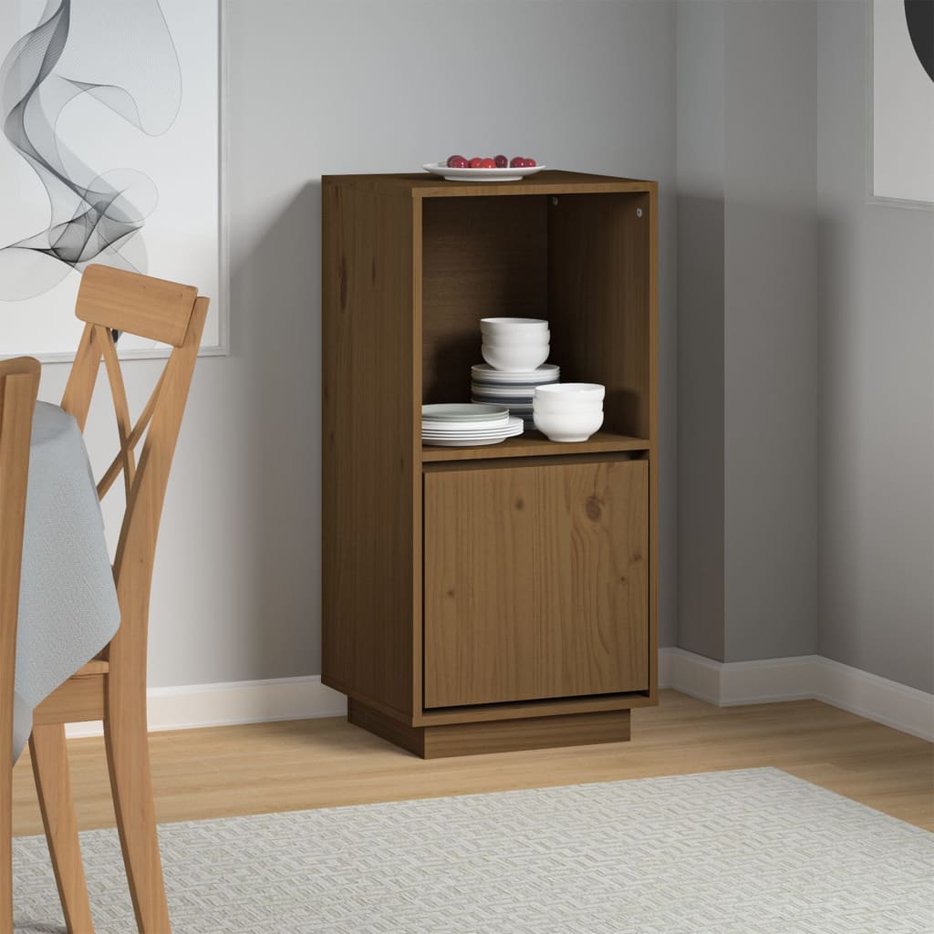 Credenza Marrone Ambrato 38x35x80 cm in Legno Massello di Pino - homemem39