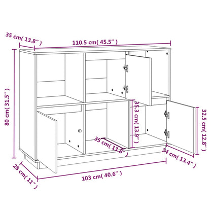 Credenza 110,5x35x80 cm in Legno Massello di Pino - homemem39