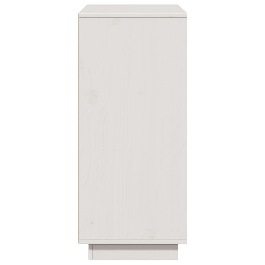 Credenza Bianca 110,5x35x80 cm in Legno Massello di Pino - homemem39