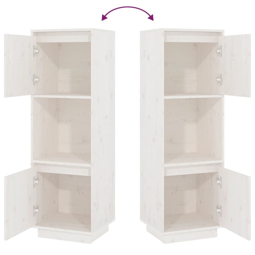 Credenza Bianca 38x35x117 cm in Legno Massello di Pino - homemem39