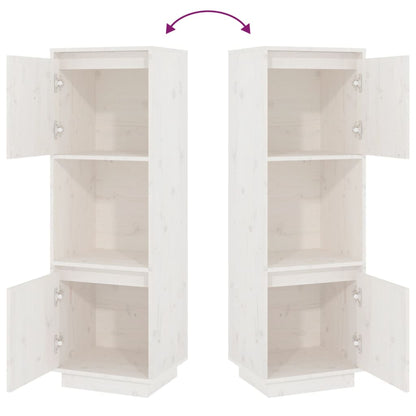 Credenza Bianca 38x35x117 cm in Legno Massello di Pino - homemem39