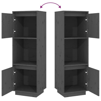 Credenza Grigia 38x35x117 cm in Legno Massello di Pino - homemem39