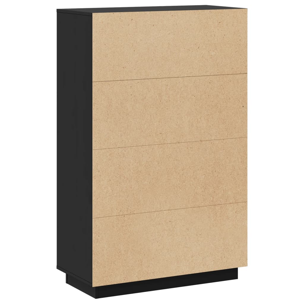 Credenza Nera 74x35x117 cm in Legno Massello di Pino - homemem39