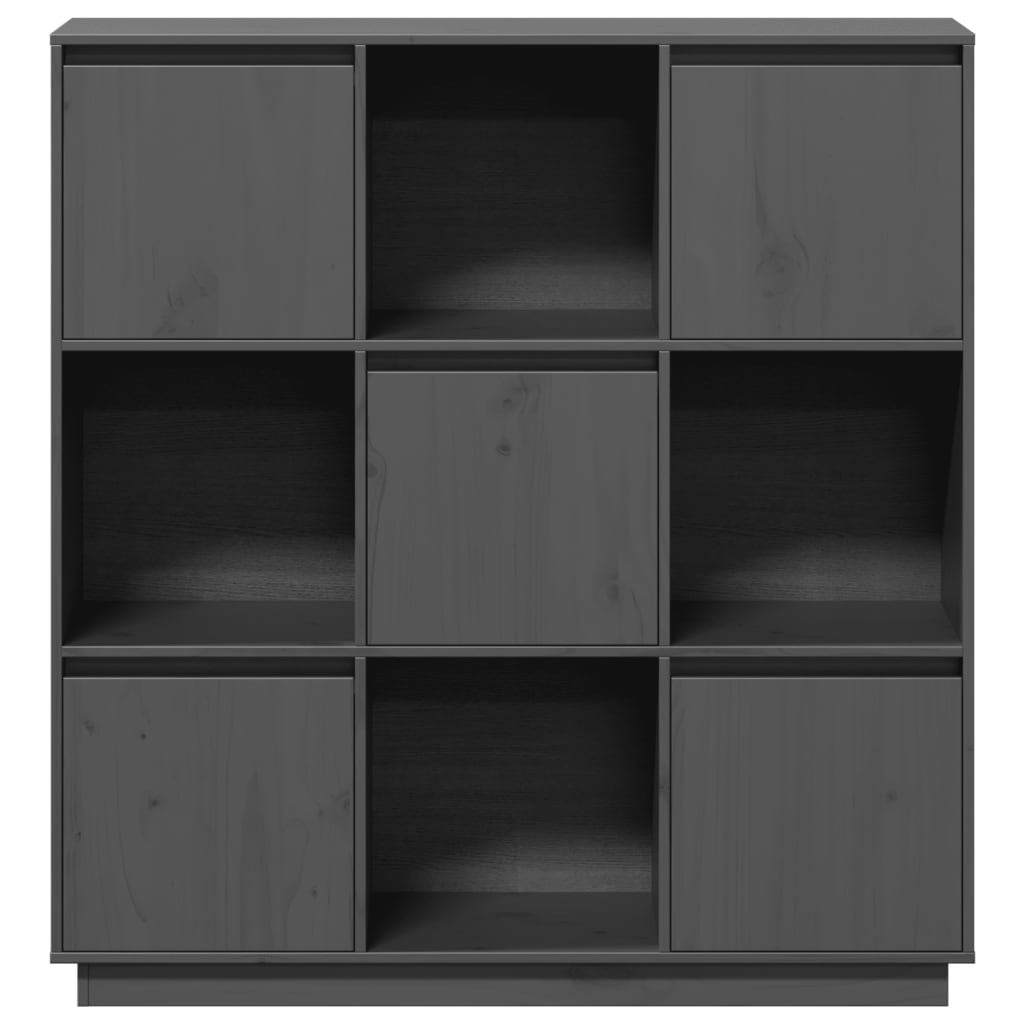 Credenza Grigia 110,5x35x117 cm in Legno Massello di Pino - homemem39