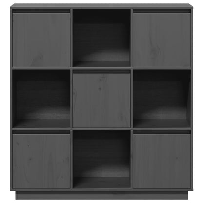 Credenza Grigia 110,5x35x117 cm in Legno Massello di Pino - homemem39