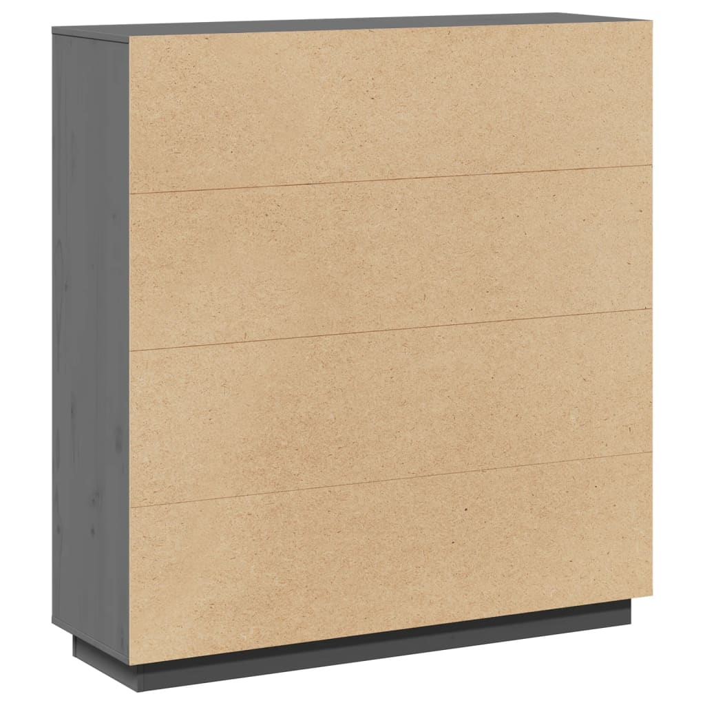 Credenza Grigia 110,5x35x117 cm in Legno Massello di Pino - homemem39