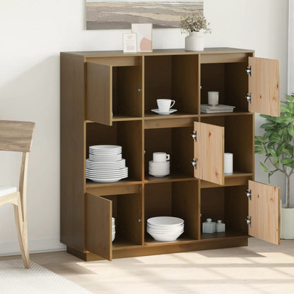 Credenza Marrone Ambrato 110,5x35x117 cm Legno Massello di Pino - homemem39