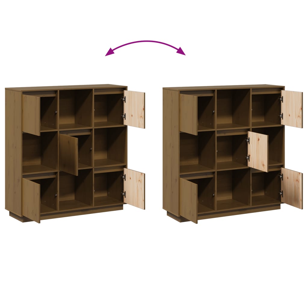 Credenza Marrone Ambrato 110,5x35x117 cm Legno Massello di Pino - homemem39